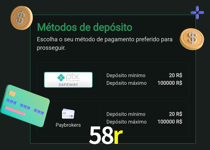 O cassino 58r oferece uma grande variedade de métodos de pagamento